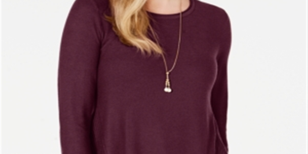 Suéter plissado alto e baixo feminino Style &amp; Co, roxo, tamanho PP