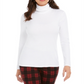 Camiseta feminina de gola alta Pima Charter Club, branca, tamanho XX-G