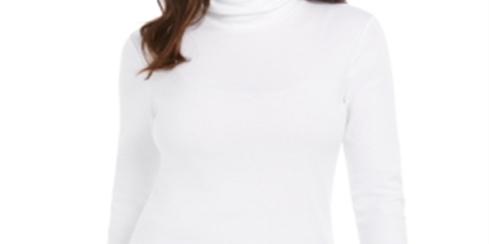 Camiseta feminina de gola alta Pima Charter Club, branca, tamanho XX-G