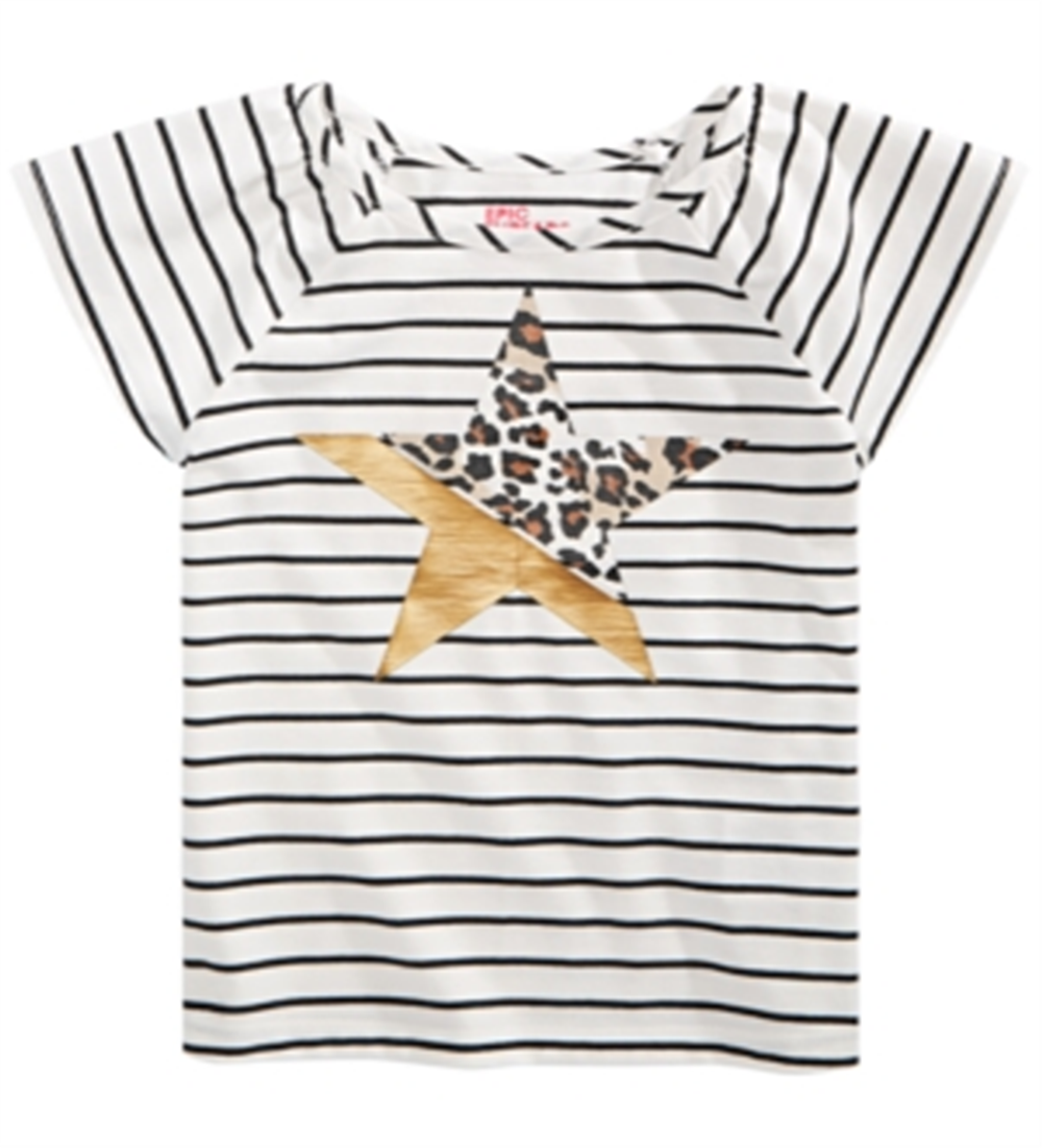 Camiseta listrada infantil Epic Threads para meninas, tamanho 3T, branca