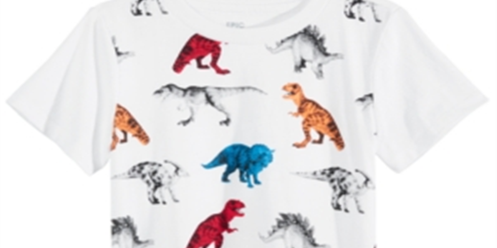 Camiseta infantil Epic Threads Little Threads Dino branca tamanho 5