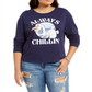Love Tribe Feminino Trendy Plus Always Chillin Frozen Estampa Gráfica Top Azul Tamanho 3X