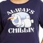 Love Tribe Feminino Trendy Plus Always Chillin Frozen Estampa Gráfica Top Azul Tamanho 3X