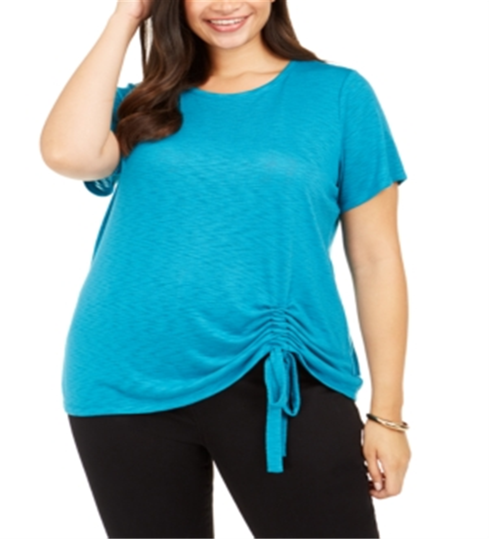 Blusa Plus Size Pregueada Feminina INC International Concepts Verde Tamanho 0X
