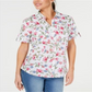 Camisa de algodão texturizada Iris Bliss feminina Karen Scott, branca, tamanho extragrande