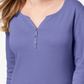 Karen Scott Blusa Feminina de Algodão com Gola Henley Roxa Tamanho Pequeno