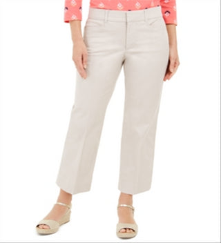 Calça feminina reta e cropped Charter Club, marrom, tamanho 18