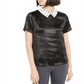 Top feminino Monteau com gola de strass, preto, tamanho extragrande
