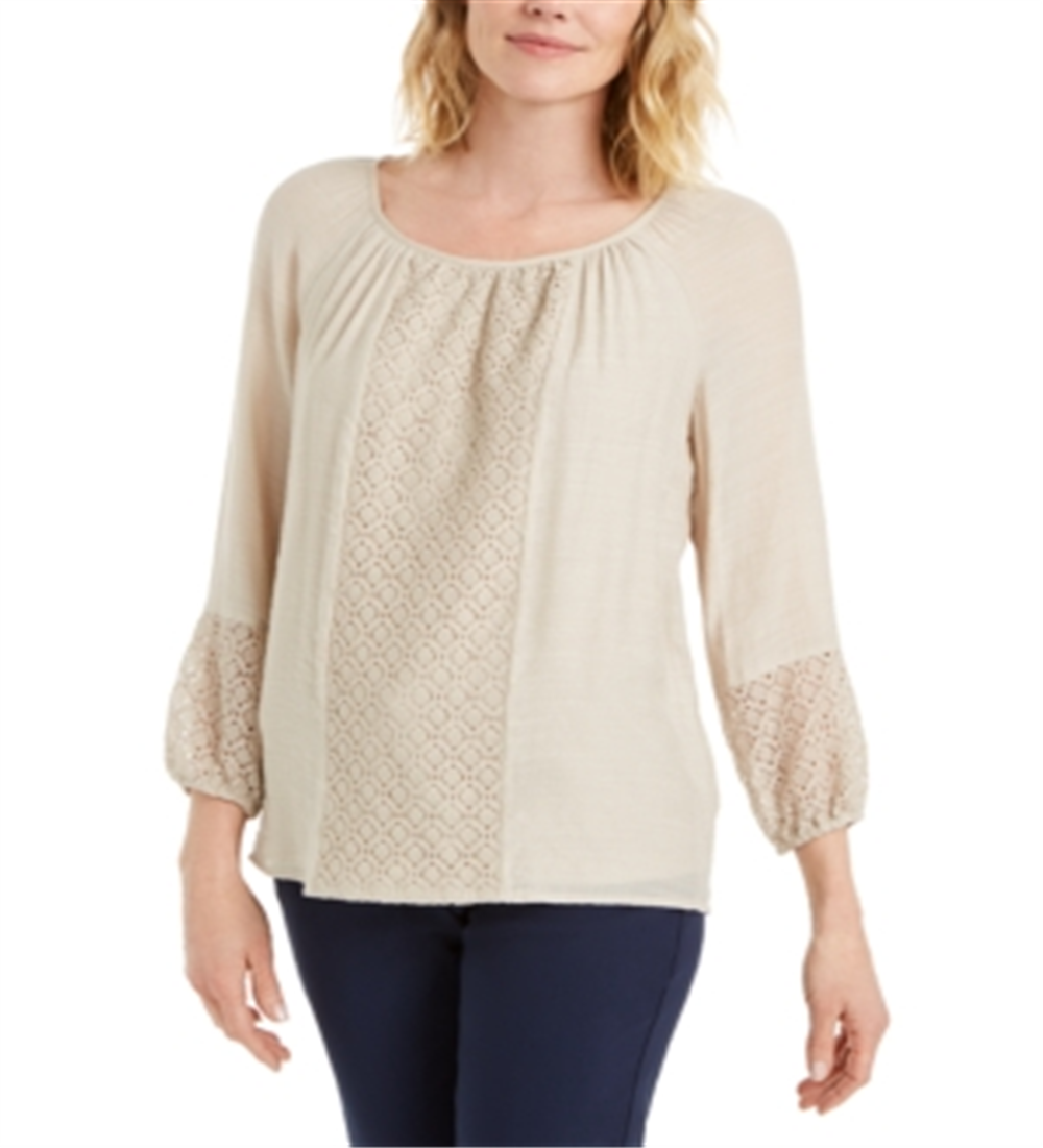 JM Collection Top Feminino de Renda Sólida Marrom Tamanho X-S