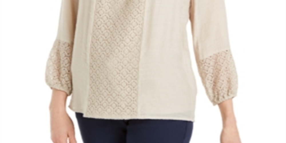 JM Collection Top Feminino de Renda Sólida Marrom Tamanho Médio