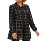 Camisa de malha com estampa de janela e painéis feminina Style &amp; Co, preta, tamanho médio