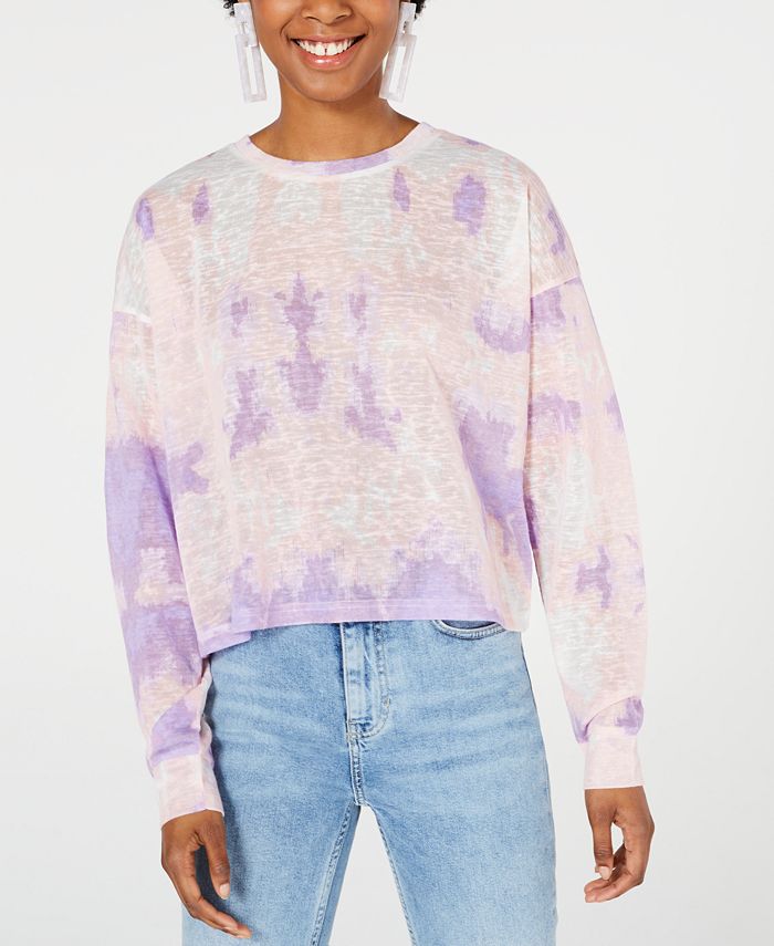 Camisa de manga comprida tie-dye Say What? Junior, rosa, tamanho G