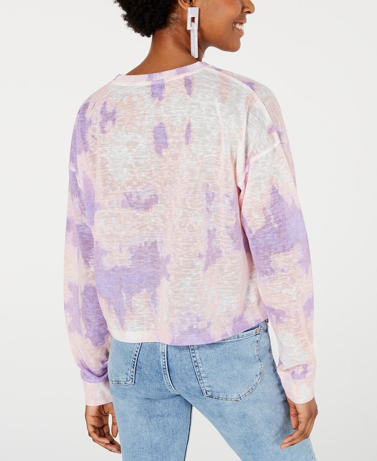 Camisa de manga comprida tie-dye Say What? Junior, rosa, tamanho G