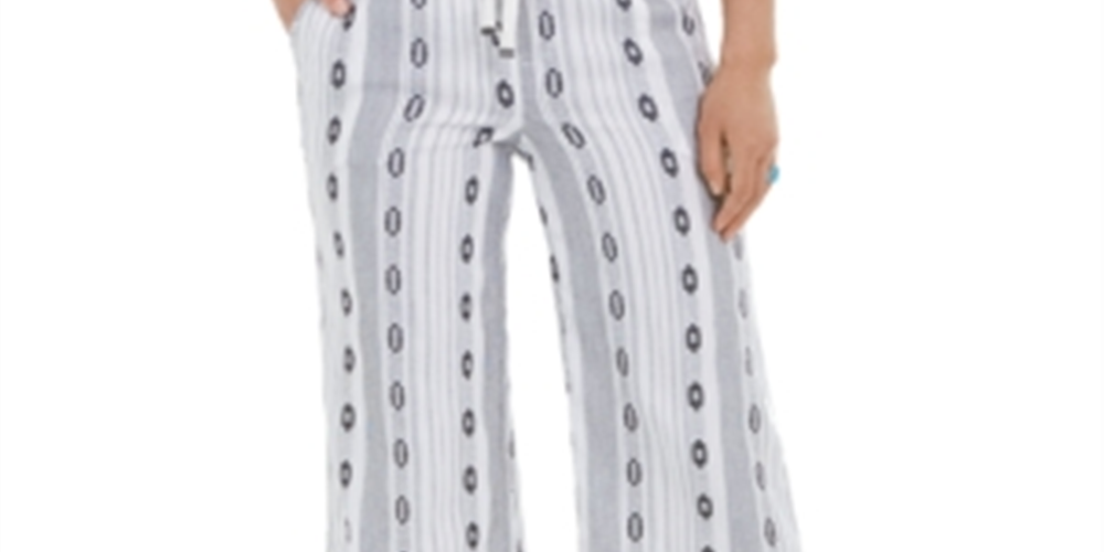 Calça Cropped Jacquard Feminina Style &amp; Co Branca Tamanho X-G