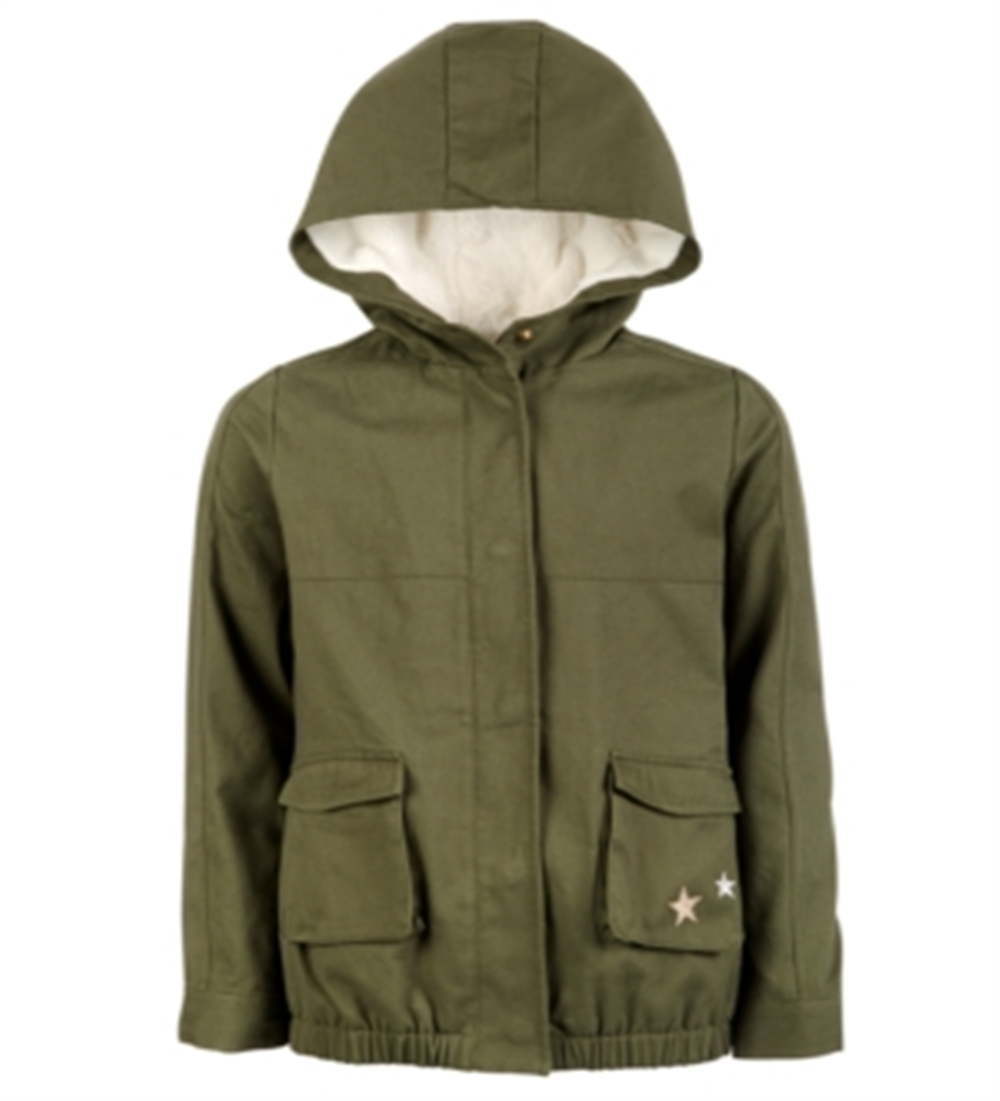 Jaqueta com capuz Epic Threads Big Girl's Glitter Star, verde, tamanho pequeno
