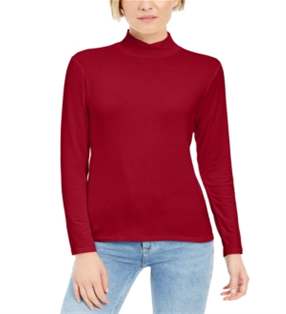 Blusa feminina estilo &amp; co com gola falsa vermelha tamanho pequeno