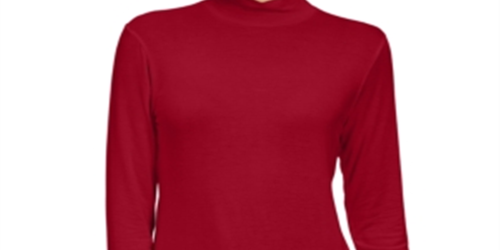 Blusa feminina estilo &amp; co com gola falsa vermelha tamanho pequeno