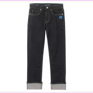 Calça jeans Calvin Klein Boy's Hampton Rinse Logo Cuff Straight Leg Azul Tamanho 16