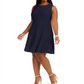 Vestido plissado e evasê feminino Jessica Howard, tamanho 24W, azul