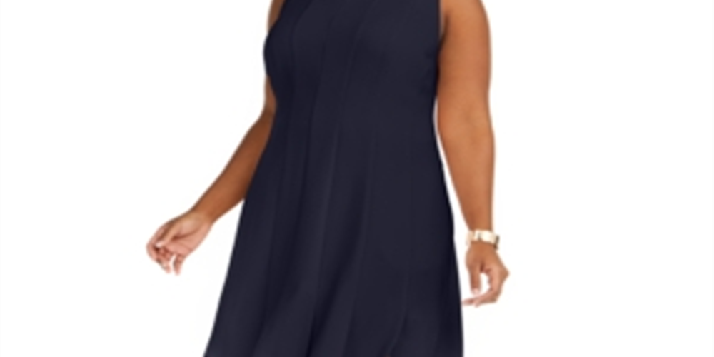 Vestido plissado e evasê feminino Jessica Howard, tamanho 24W, azul