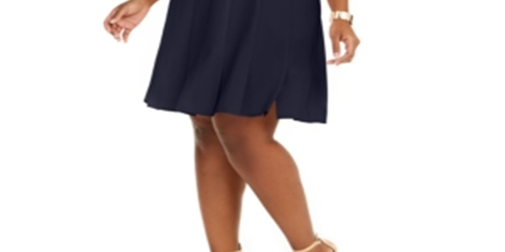 Vestido plissado e evasê feminino Jessica Howard, tamanho 24W, azul