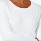 Karen Scott Suéter feminino de tricô com gola redonda, branco, tamanho extragrande