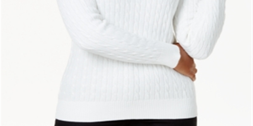 Karen Scott Suéter feminino de tricô com gola redonda, branco, tamanho extragrande
