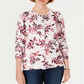 Karen Scott Cardigan Feminino Petite com Estampa de Folhas Branco Tamanho Petite S