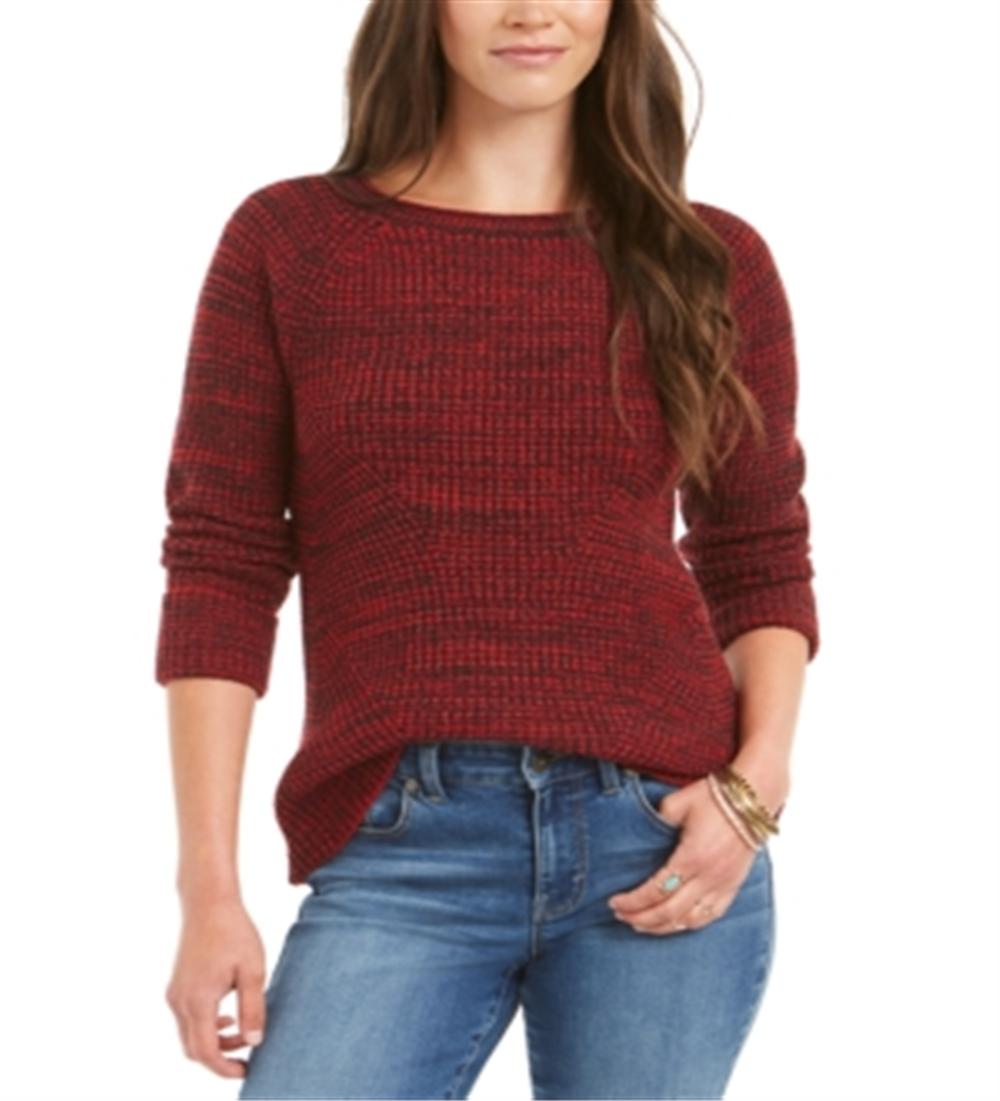 Suéter feminino de gola redonda mesclado estilo &amp; co, vermelho, tamanho pequeno