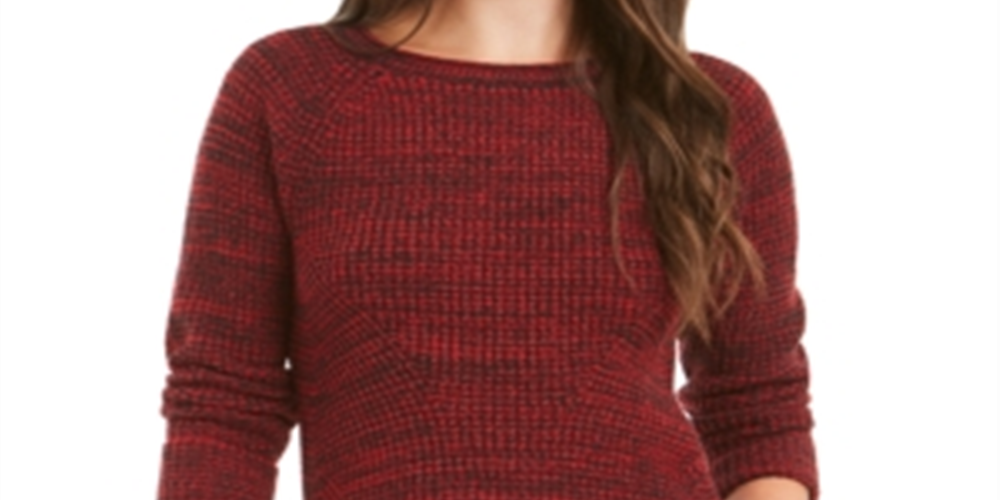 Suéter feminino de gola redonda mesclado estilo &amp; co, vermelho, tamanho pequeno