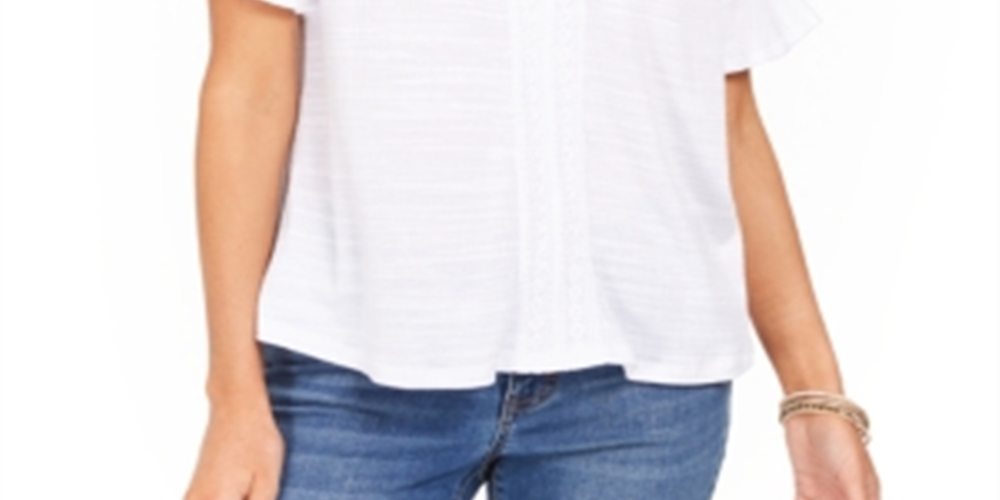 Top de crochê feminino Style &amp; Co, branco, tamanho X-S