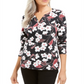 Karen Scott Glitter Vines Henley Top Feminino Preto Tamanho X-S