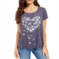 Camiseta feminina com estampa gráfica de floco de neve e coração da Style &amp; Co, azul, tamanho PP