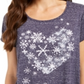 Camiseta feminina com estampa gráfica de floco de neve e coração da Style &amp; Co, azul, tamanho PP