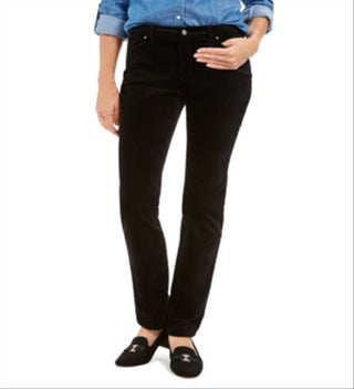 Calça jeans feminina Charter Club Velveteen Tummy Control com tornozelo reto, preta, tamanho 4