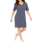 Vestido feminino Karen Scott com listras em meia-esquadria, azul, tamanho médio