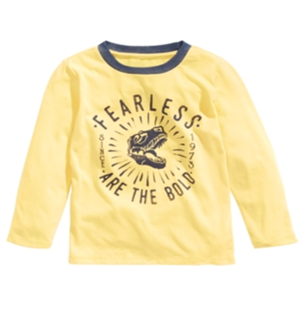 Camisa de manga comprida com estampa de T-Rex Fearless para meninos Epic Threads, tamanho 3, amarela