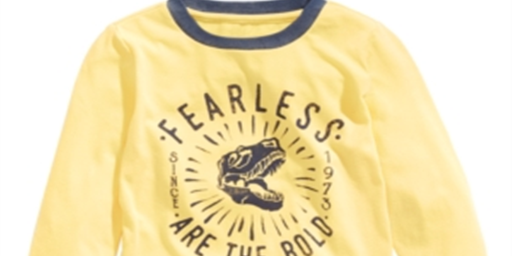 Camisa de manga comprida com estampa de T-Rex Fearless para meninos Epic Threads, tamanho 3, amarela