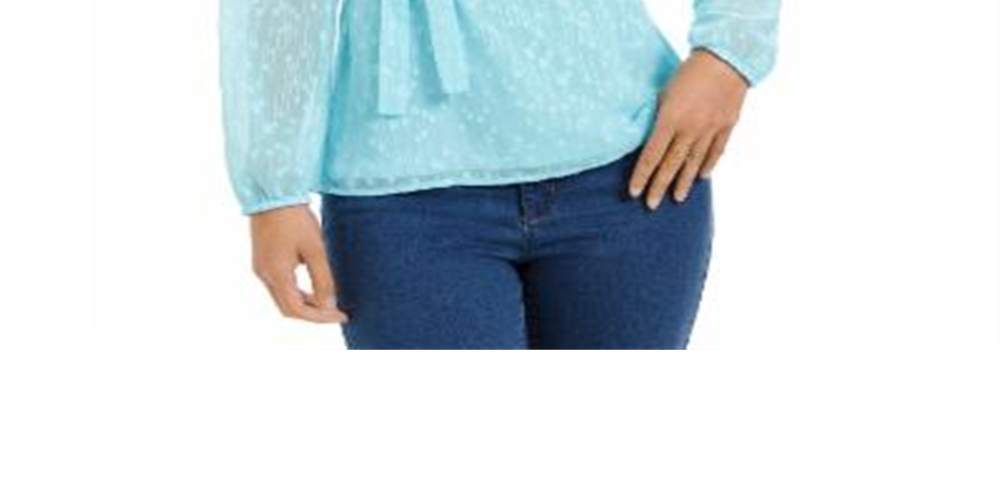 Charter Club Feminino Clip Dot Wrap Top Azul Tamanho Médio