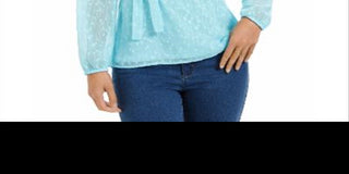 Charter Club Feminino Clip Dot Wrap Top Azul Tamanho Médio