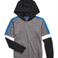 Camiseta com capuz Univibe Big Boy's Kaden Pieced Colorblocked, preta, tamanho médio