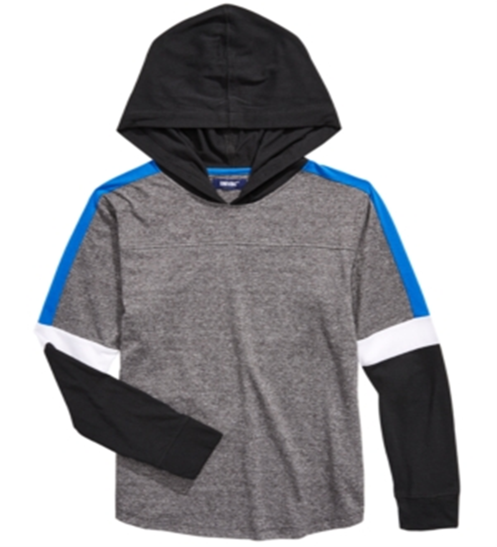 Camiseta com capuz Univibe Big Boy's Kaden Pieced Colorblocked, preta, tamanho médio