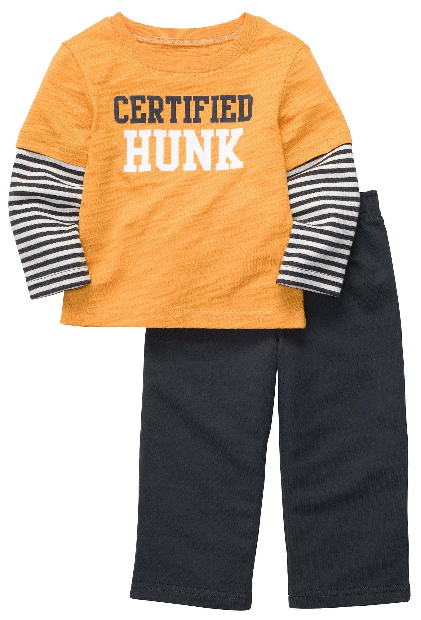 Conjunto de calças listradas Carter's Toddler Boy's Certified Hunk, amarelo, tamanho 4T