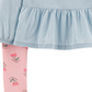 Conjunto de 2 peças de blusa de cambraia e leggings com estampa de cereja Carter's Little &amp; Big Girl, azul, tamanho 8