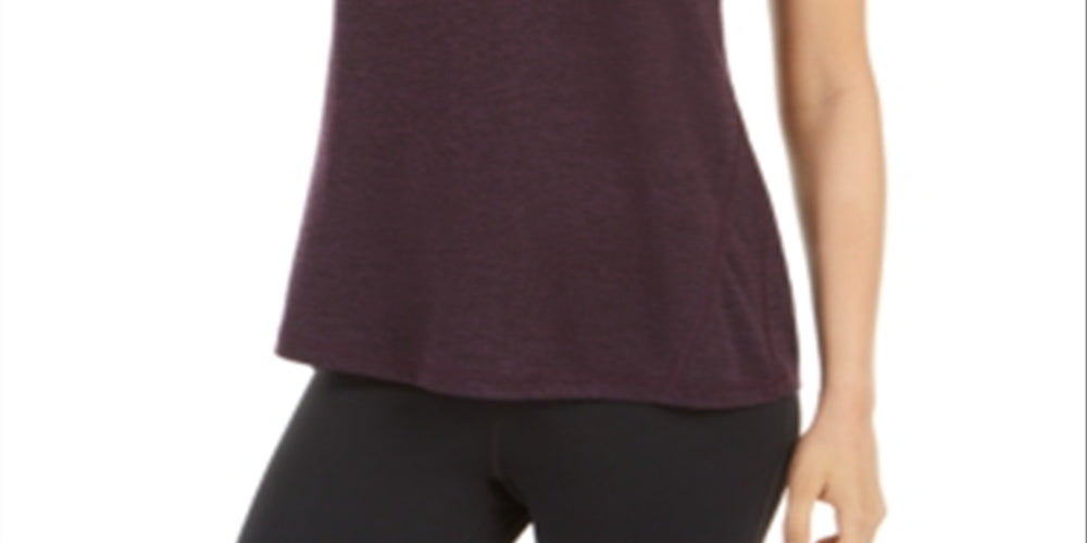 Blusa feminina Ideology Essential com decote em V mesclado, roxa, tamanho pequeno