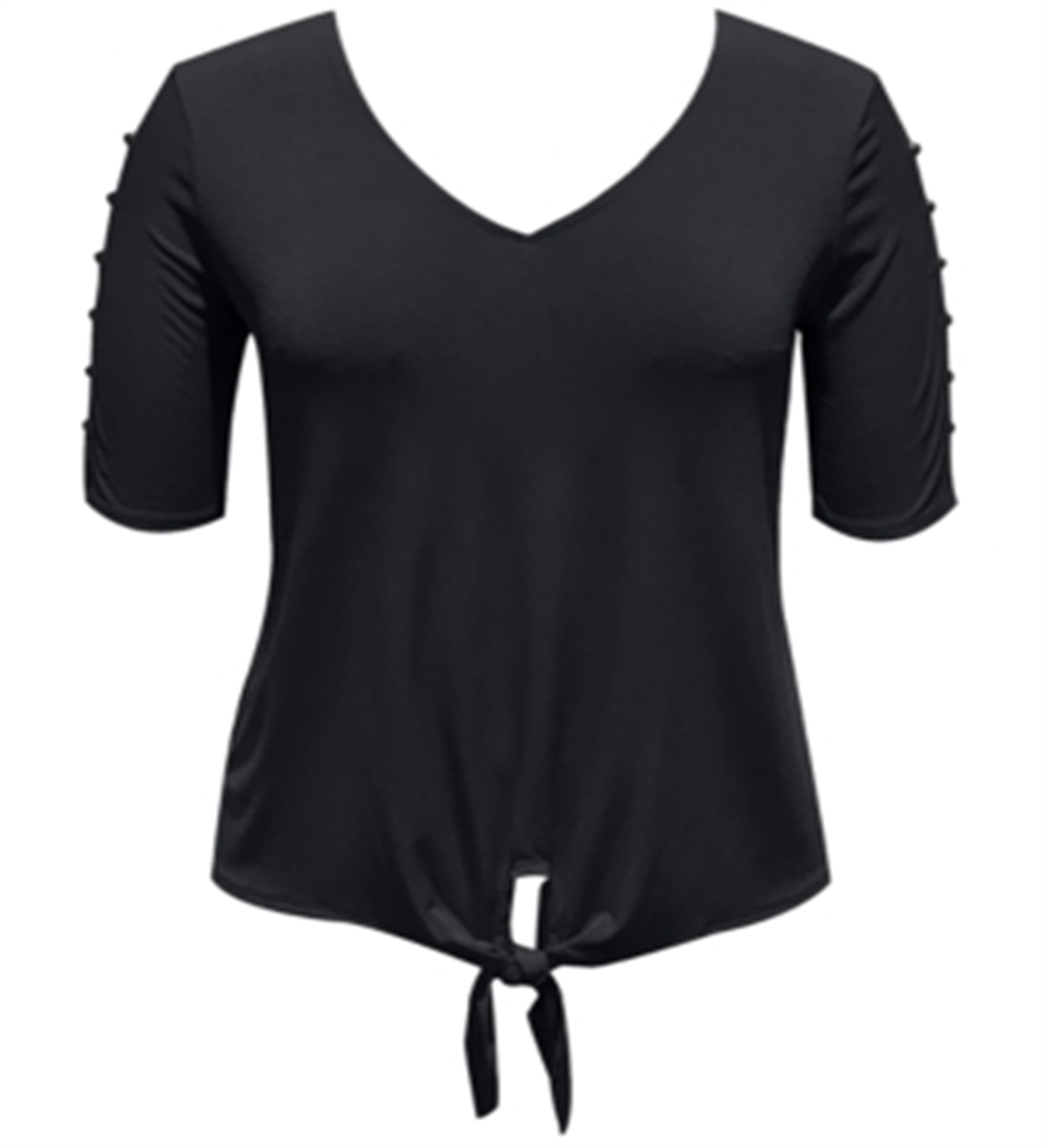 JM Collection Top feminino com amarração frontal, preto, tamanho grande