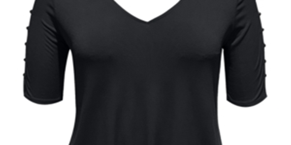 JM Collection Top feminino com amarração frontal, preto, tamanho grande