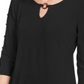 JM Collection Top Feminino com Mangas Escada e Argola em O, Preto, Tamanho Pequeno
