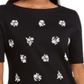 Karen Scott Blusa Feminina Estampada de Algodão com Estampa Recortada, Preta, Tamanho P