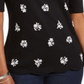 Karen Scott Blusa Feminina Estampada de Algodão com Estampa Recortada, Preta, Tamanho P